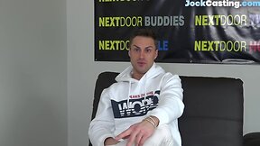 Sixpack casting jock wanking off on the couch